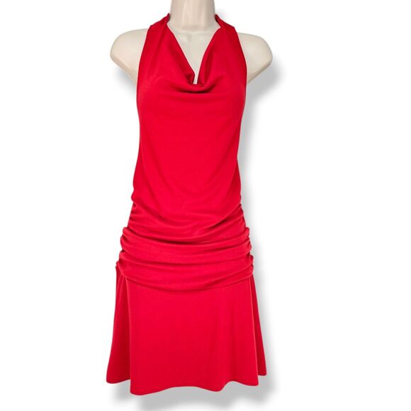 Free People Dresses & Skirts - Free People Beach Valerie Mini Dress Red Cowl Neck Halter Backless Ruched Small